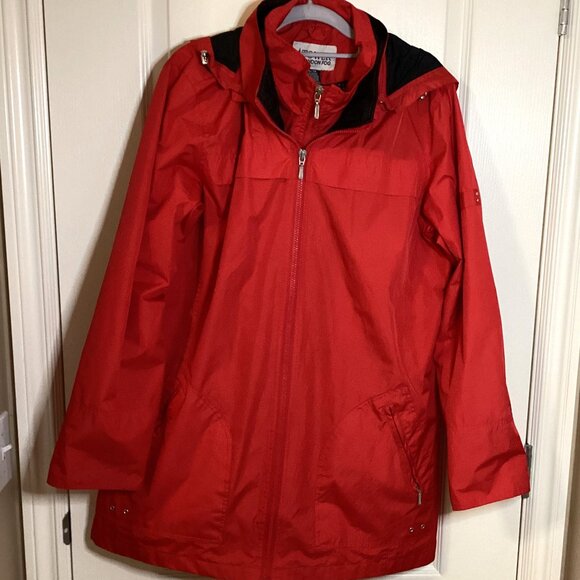 Tower by London Fog Women's Red Jacket Detachable Hood Size XL Double Zipper - Picture 1 of 12